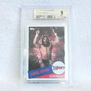Graded 2015 Topps Heritage Daniel Bryan WWE Superstar 2K16 Card #2 MNT9!!